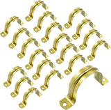 Biaungdo 20 Pcs M40 Rigid Pipe Strap, 1-1/2 Inch Stainless Steel Two Hole Strap U Bracket Pipe Clamps Heavy Duty Conduit Clamps Tension Tube Clip Cable Clamp Hanger with 2 Holes for Pipe Cable(Gold)