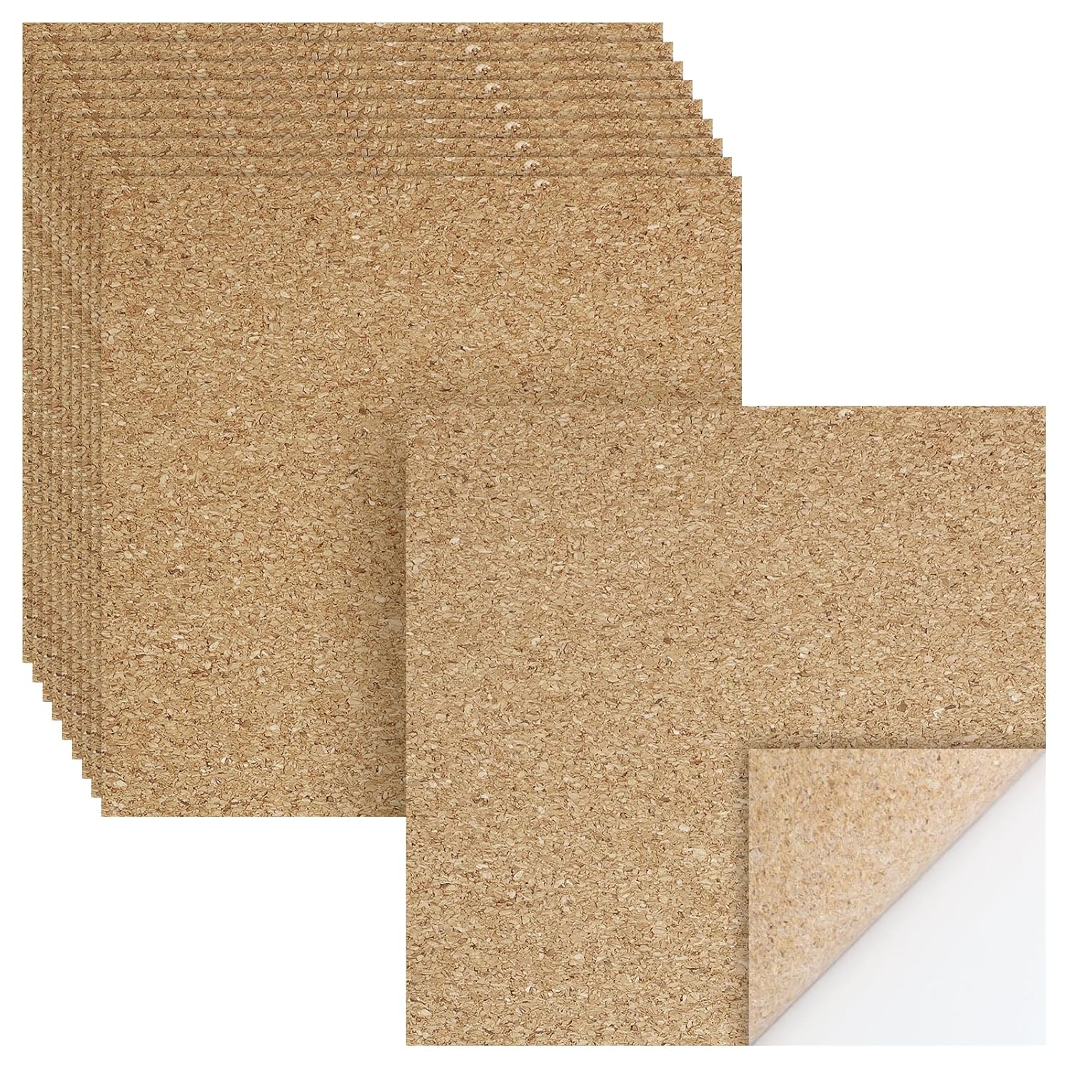 Biaungdo 10 Pcs Self Adhesive Cork Sheets, 4 X 4 Inch Cork Tile Sheet with Adhesive Backing, Square Insulation Sticky Backing Sheets for DIY Coasters, Craft Projects, Wedding Party, Wall Decor