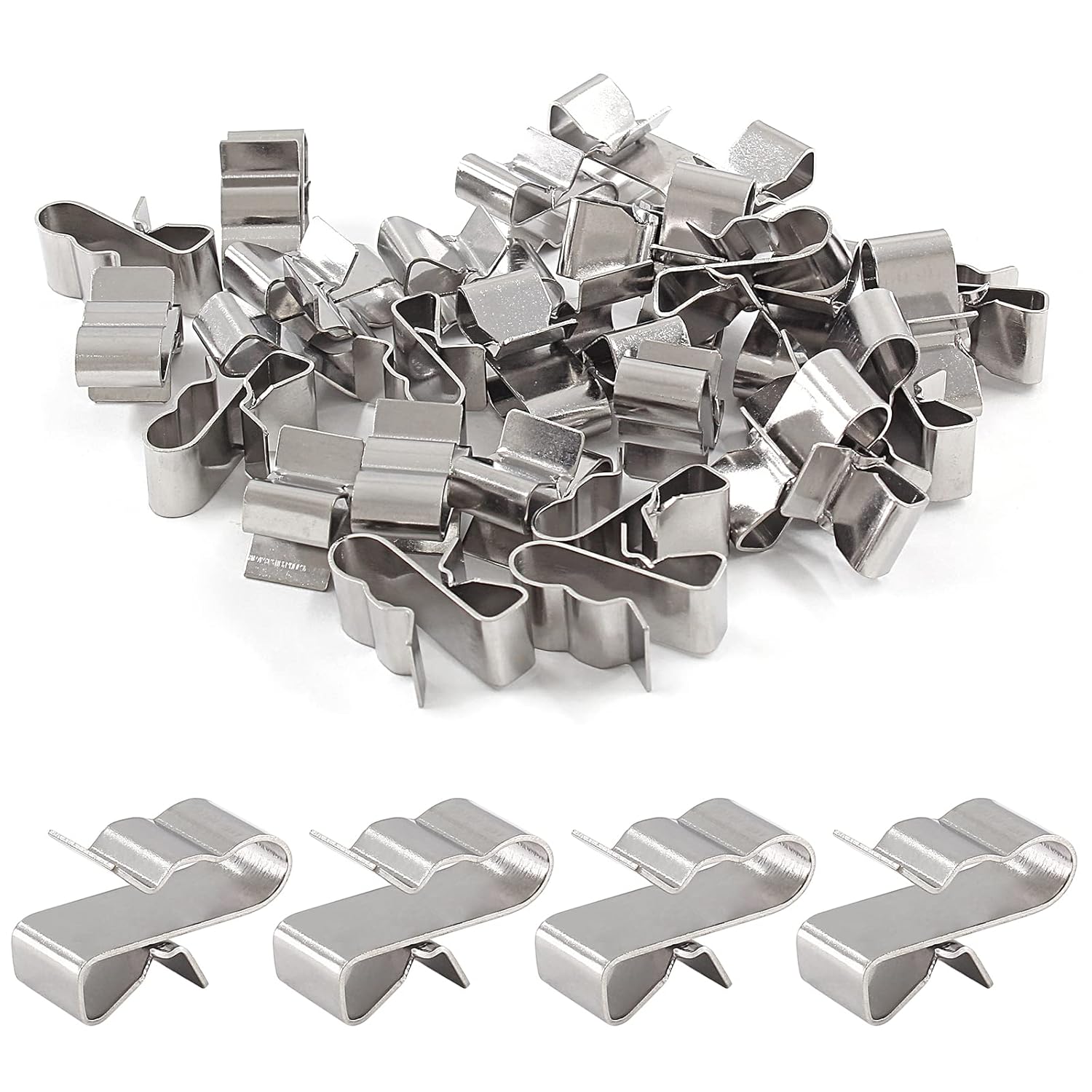 Biaungdo 30 Pcs Trailer Frame Wire Clips, Stainless Steel Metal Solar Panel Wire Clip 22.5 mm/ 0.89 Inch Double Wire Clamps Wire Rope Clips for PV Wiring Boat Cable, Boat Trailer