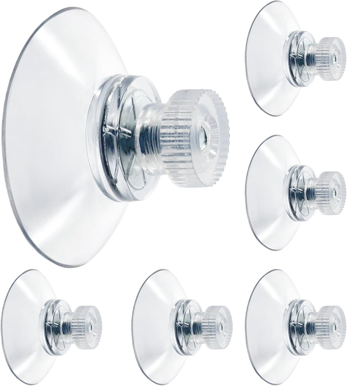 Biaungdo 6 Pack 32mm Suction Cups with Screws Nut, Clear PVC Sucker Pads Holder, Plastic Strong Sucker Suction Cup Holder for Window, Bathroom Wall, Car Shade, Home Decoration