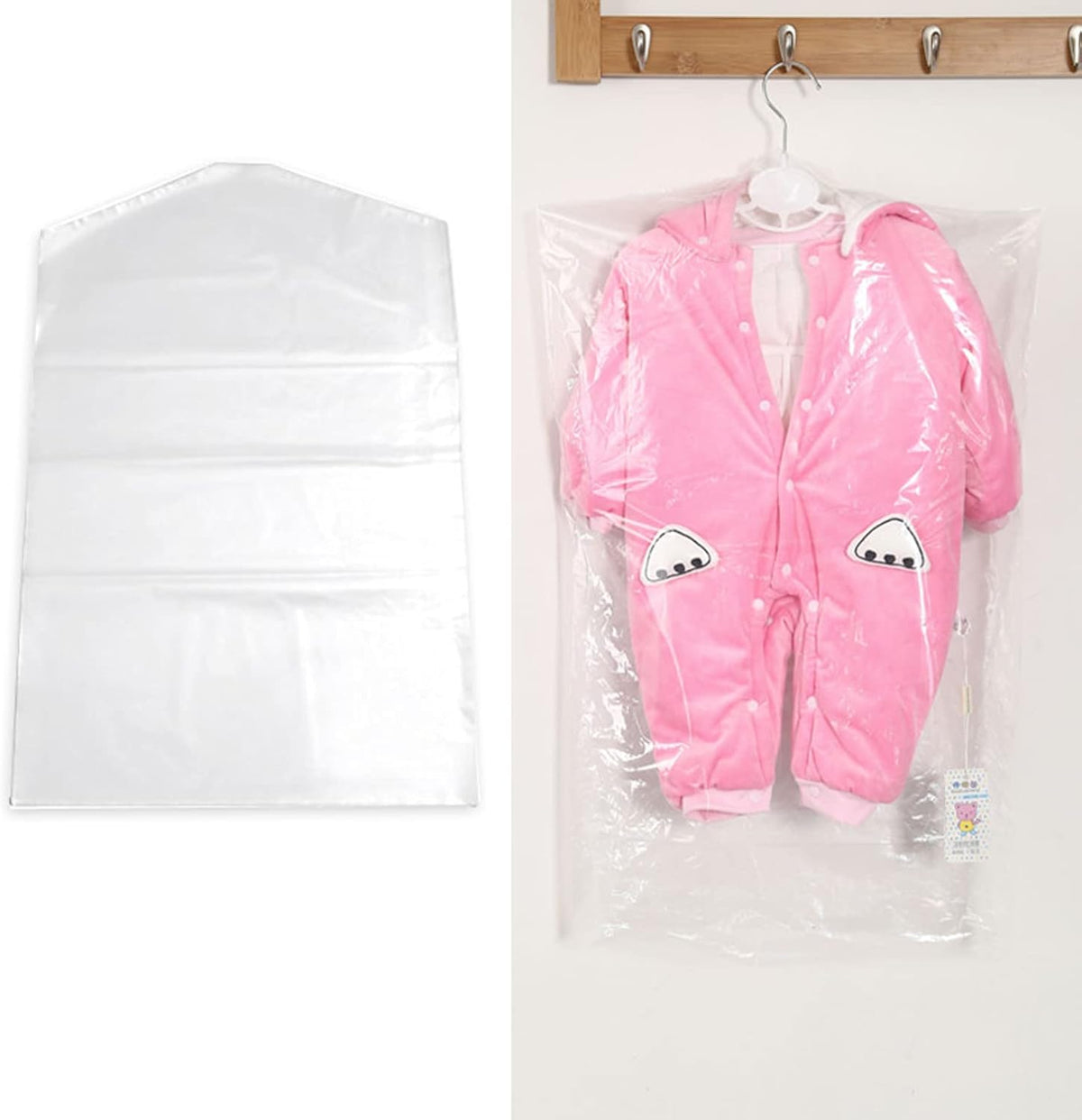 20 Pack Clear Plastic Clothes Covers, 27.5 Inch Dry Cleaning Bags Hanging Dust Proof Garment Bags for Kids for Home Storage, Dry Cleaners (45 x 70cm)