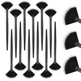 12 Pcs Soft Facial Fan Brush Blush Makeup Brush Face Mask Acid Applicator Multi Use Cosmetic Tools for Peel Mask Makeup for Mud Cream(Black)