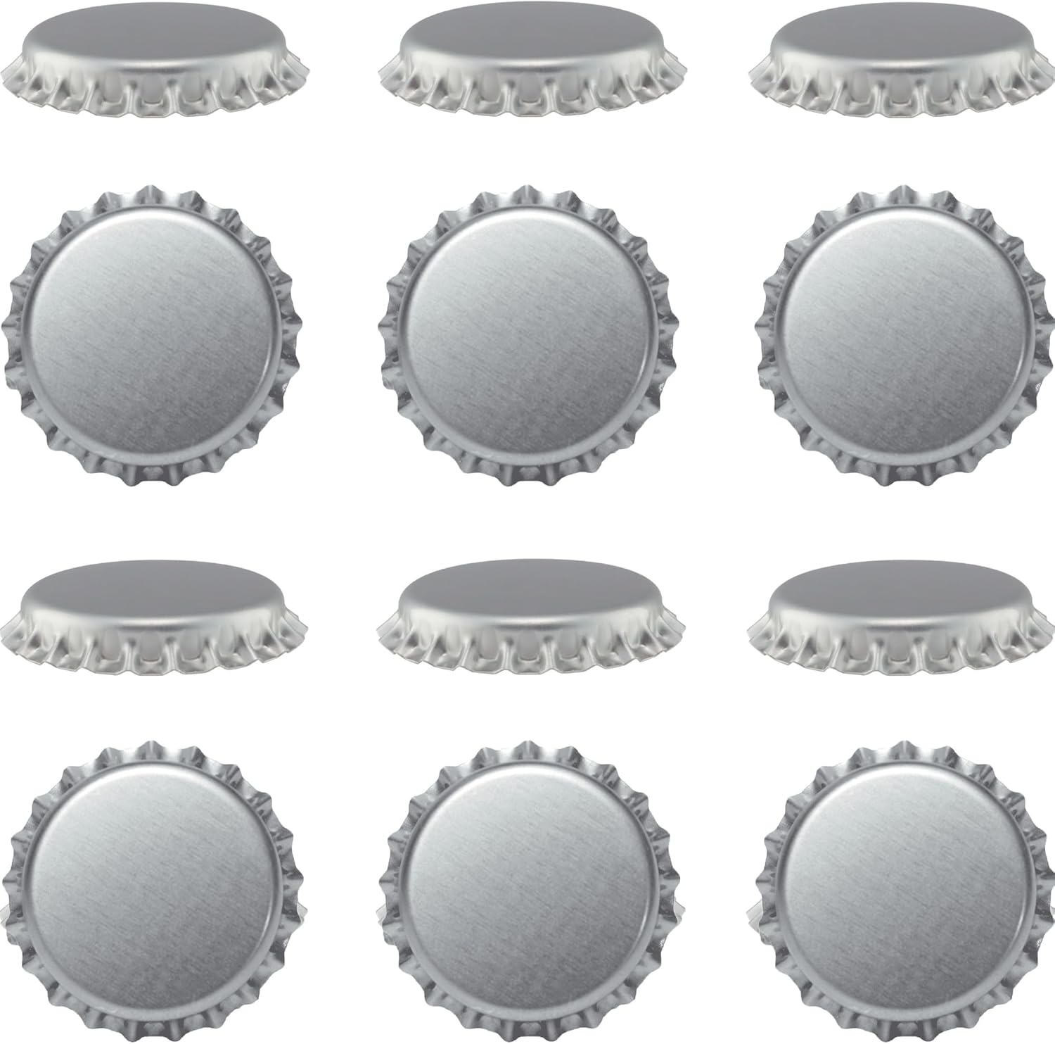 Beer Bottle Colored Pry-Off Caps 12-pk [ Choose Your Color ] Oxygen Absorbing, 26mm Crown Seal Cork, Kombucha Homebrew, PVC Free (Silver)
