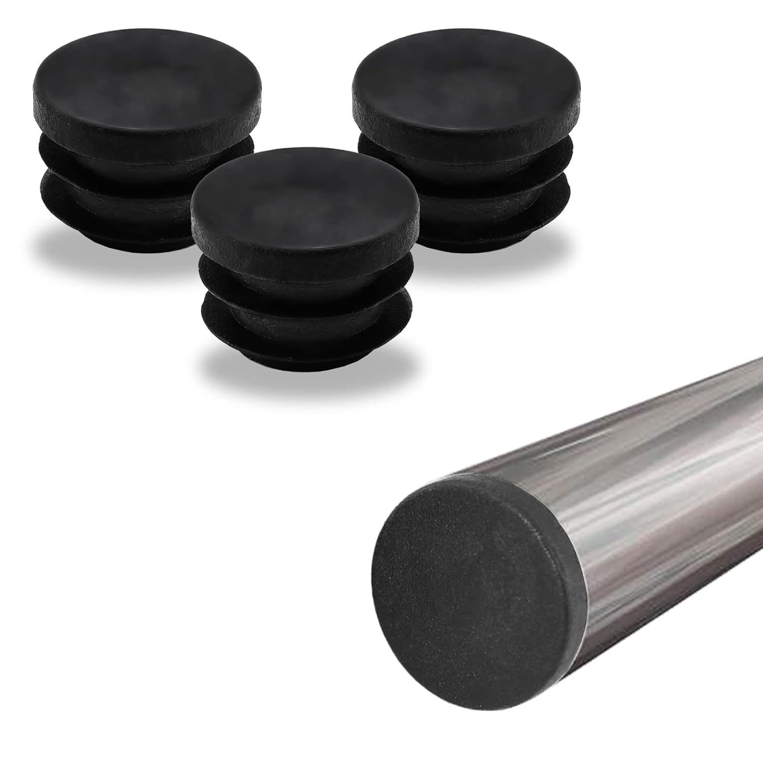 Biaungdo 12 Pcs 3/4 inch Round Plastic Hole Plug, Black Tubing End Cap Table Chair Legs Tubing Glide End Insert Plug Cap Cover(19mm)