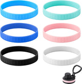 6 Pack Rubber Lid Grip Bands Three Finger Spout Lid, Non-Slip & Multicolor Grip Strap, Fits for Wide Mouth Water Bottle Lid with Detachable Band