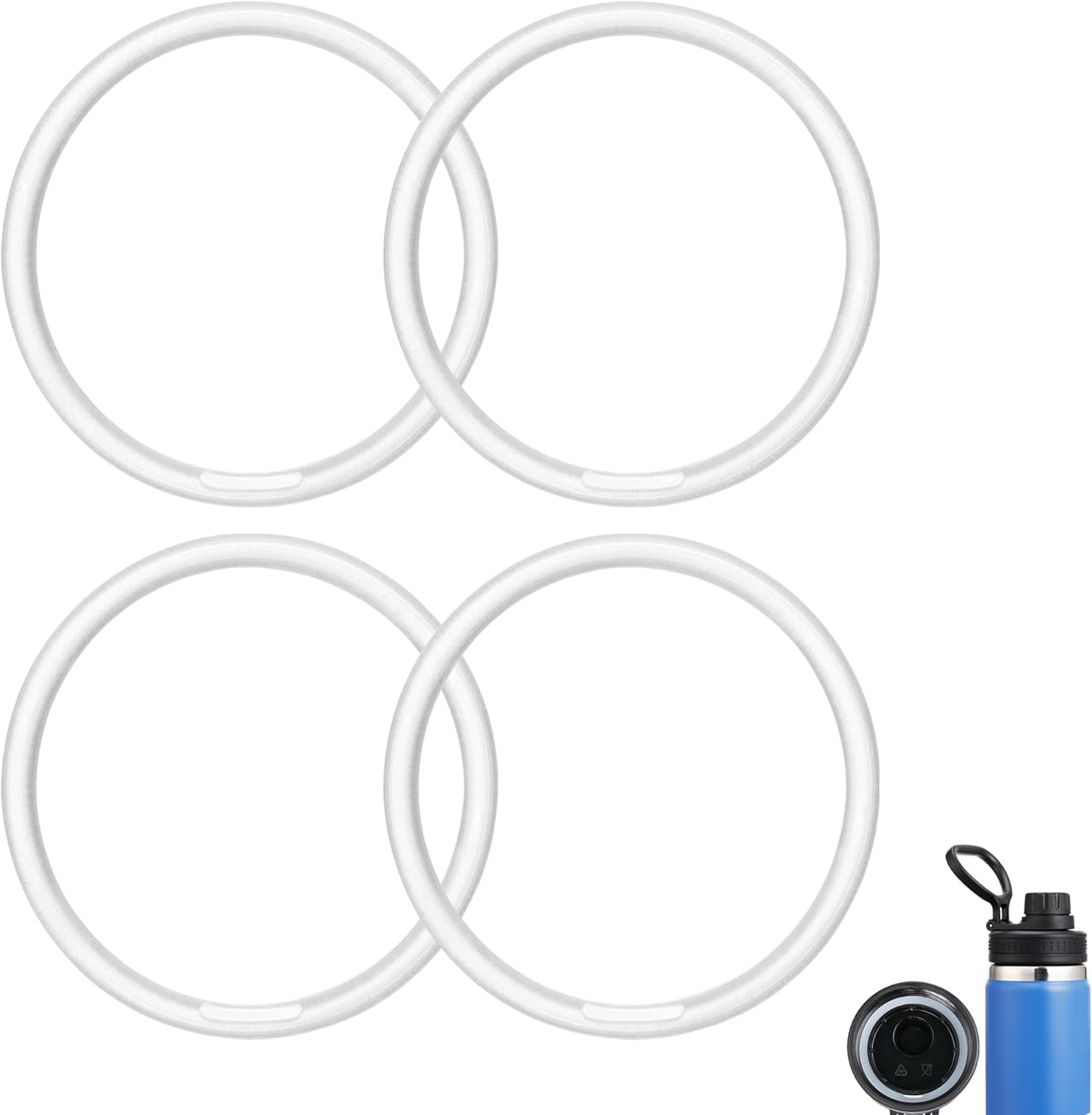 Gasket Replacement Three Finger Water Bottle Spout Lid ONLY, 4 Pack Silicone Sealing O Rings, Leak Proof & Precise Fit