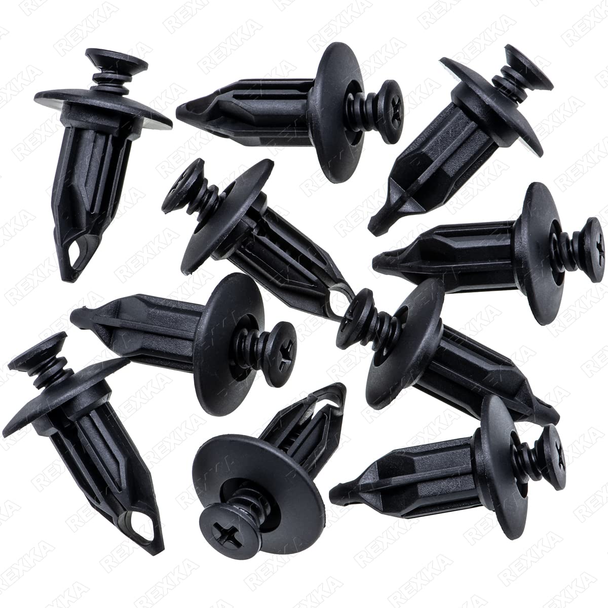 Rexka 10pcs Bumper Cover Retainer Clips 12mm Push Pin Compatible with Chrysler 6502625 07-18 Jeep Wrangler & Wrangler Unlimited JK Dodge Dakota Durango Ram 1500 2500 3500 4500 5500 GM 10140480
