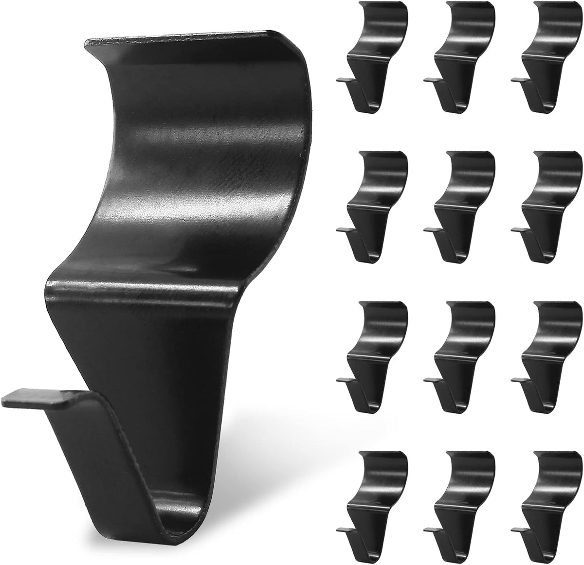 Biaungdo 12 Pcs Vinyl Siding Hooks, Heavy Duty Stainless Steel Black Vinyl Siding Hangers, No Hole Needed Low Profile Siding Clips for Hanging Wreath, Outdoor Decorations