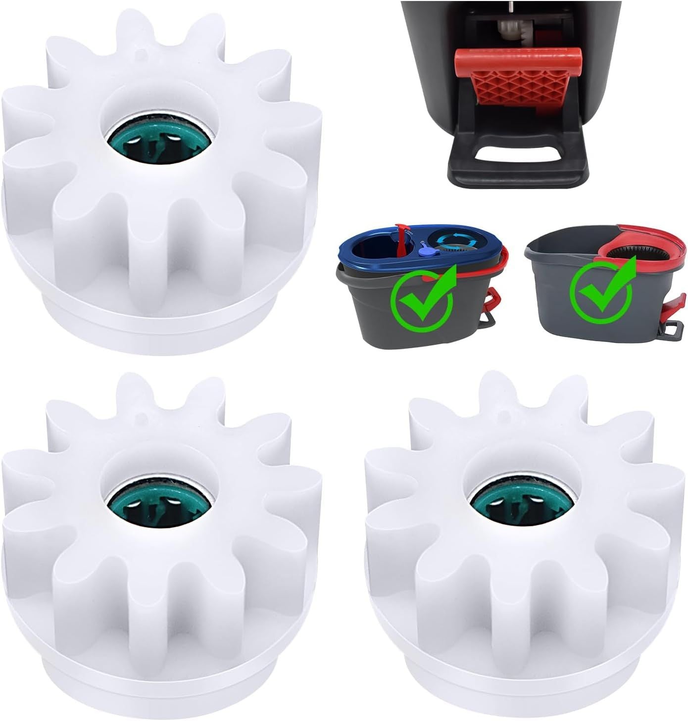 3 Pcs Easy Mop Pedal Broom Spin Replacement One Way Clutch Bearing Bucket Gear Sprockets Repair Compatiable with Oceda/Vilida and Market 90% Spin Mop System, Mop Gears (3 Pcs Bearing Bucket Gears)