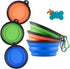 3 Collapsible Silicone Dog Bowl, oldable Expandable Cup Dish or Small Pet Cat ood Water eeding Portable Travel Bowl, Pet ID-Tag