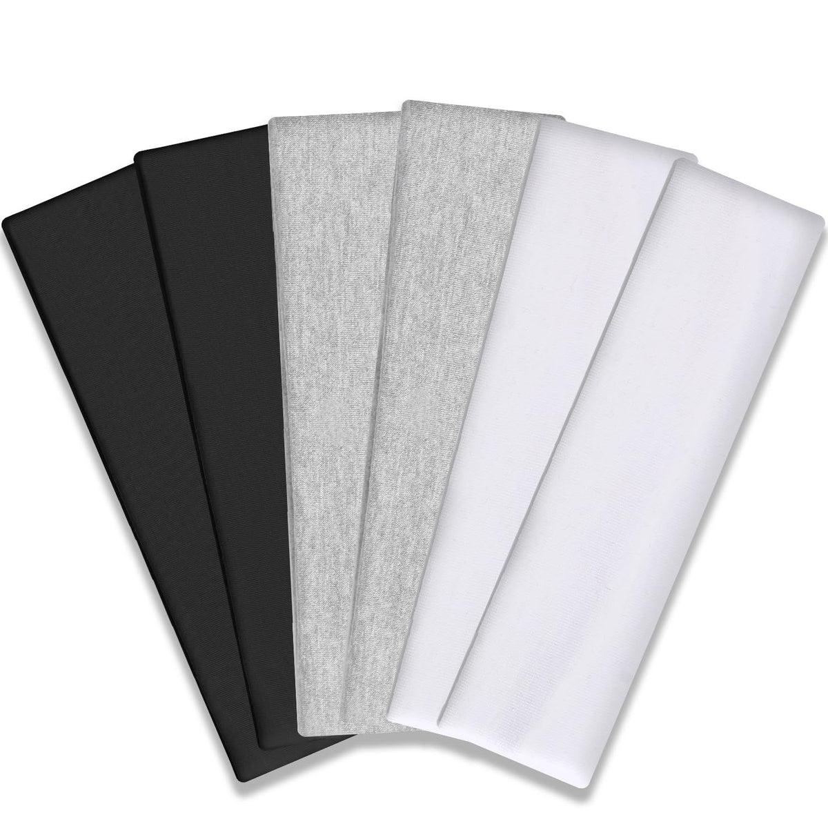 Workout Headbands or Women Non Slip, Premium Stretchy Sot abric Head Bands or Women's Hair, Wear or Yoga, Running, Sport, 6 Pack, Black White Grey
