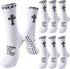 4 Pairs Christian Cross Socks Cross Grip Soccer Sock Anti Slip with Bible Verse Card I Still Remember The Day I Pray or Men Dad Husband Birthday Easter Religious Soccer Sock Jesus VBS Gits