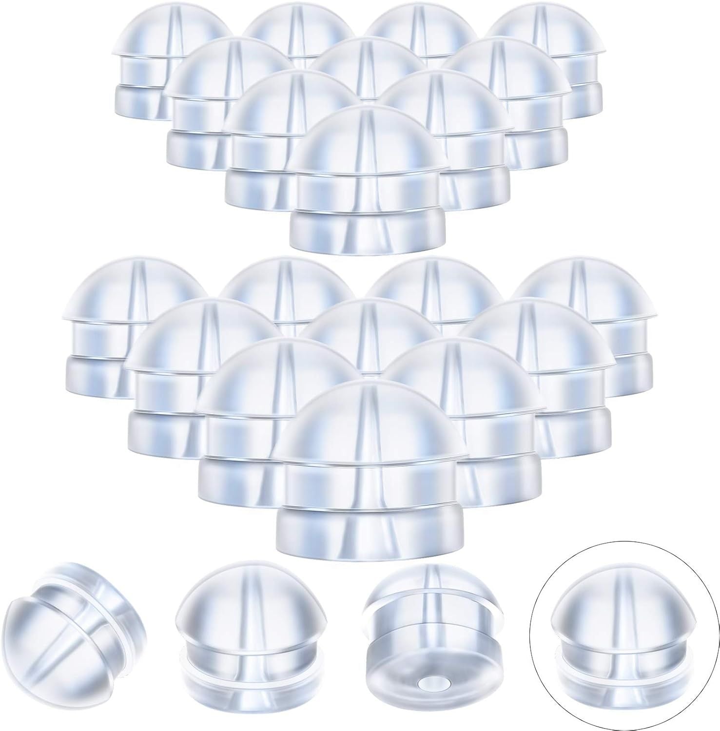 100 Pieces Clear Earring Backs Hamburger Shaped Saety Backs Secure Locking Silicone Earring Backs Stopper or Jewelry Accessories Supplies, 2 Sizes