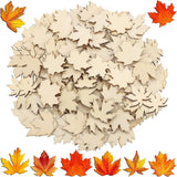 80 Pieces Thanksgiving Wooden Maple Lea Cutout Uninished Blank Wooden Slice Maple Lea Shaped Wood Pieces 1.2 Inch Mini Ornament or Thanksgiving Party all Autumn DIY Decoration