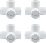 Biaungdo 4 Pcs 1/2" PVC Pipe Fitting, 4 Way Elbow Pipe Connector Furniture Grade Corner Fittings PVC Elbow Fitting for DIY Shelf Garden Support PVC Structure（White）
