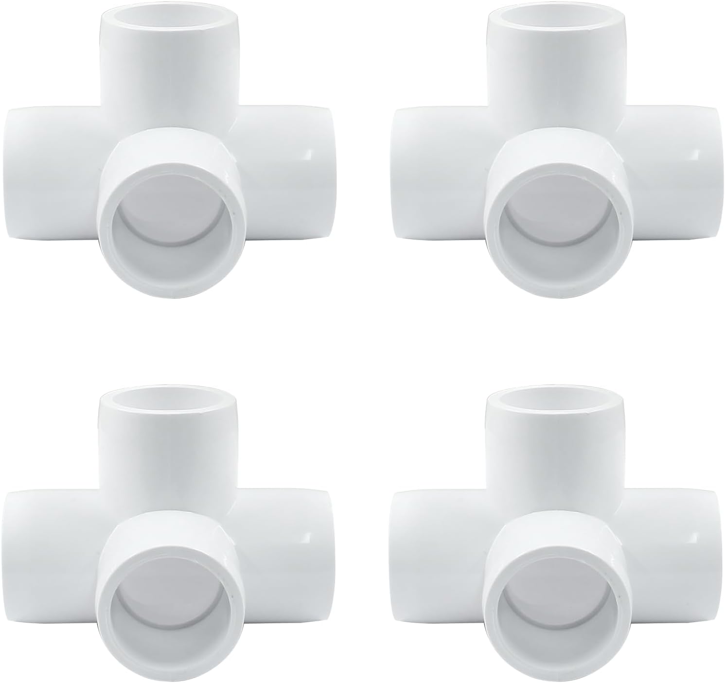 Biaungdo 4 Pcs 1/2" PVC Pipe Fitting, 4 Way Elbow Pipe Connector Furniture Grade Corner Fittings PVC Elbow Fitting for DIY Shelf Garden Support PVC Structure（White）