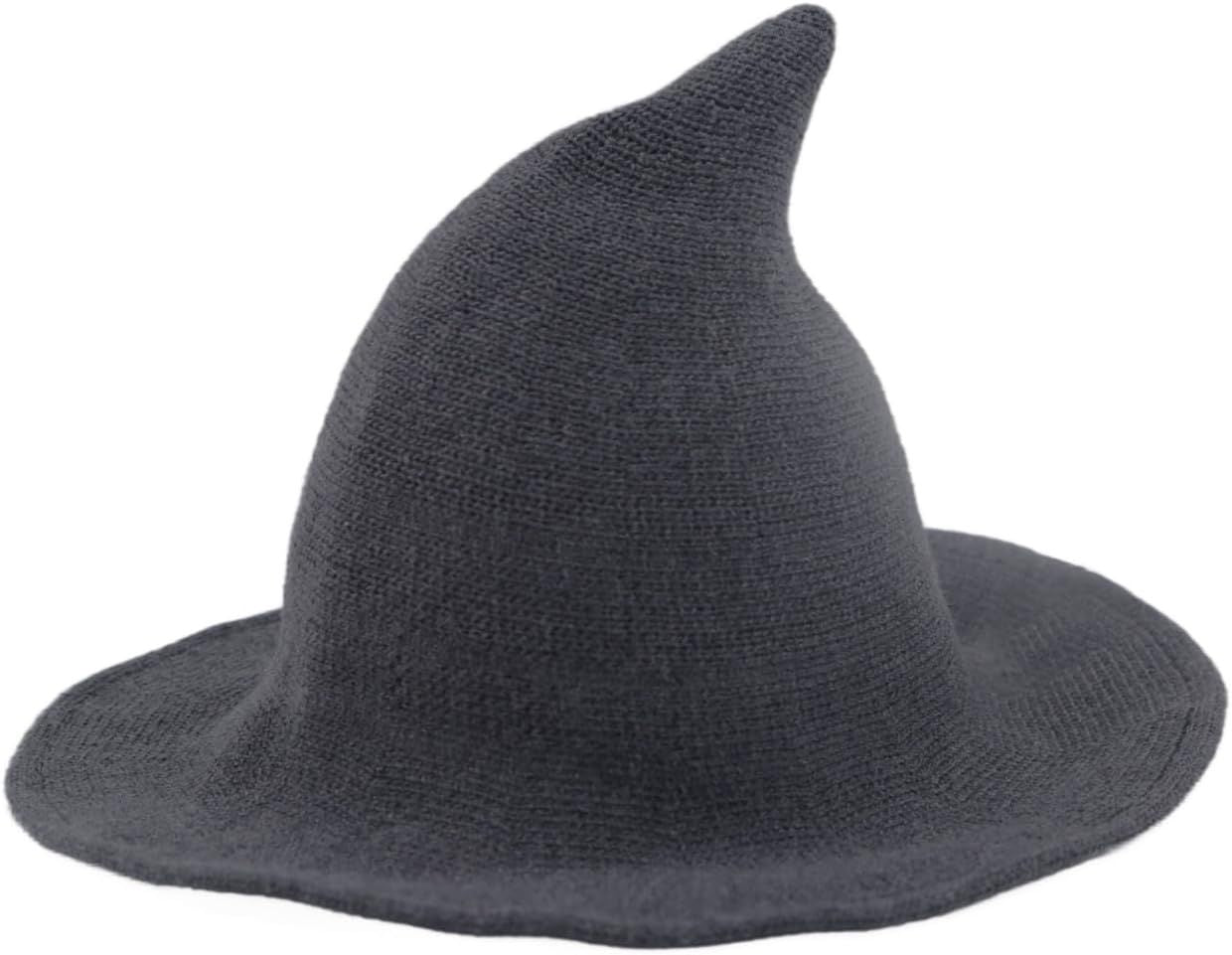 Women Witch Hat or Halloween Wool Hats Wide Brim Spire Knitted Cap or Party Masquerade Cosplay Costume Daily