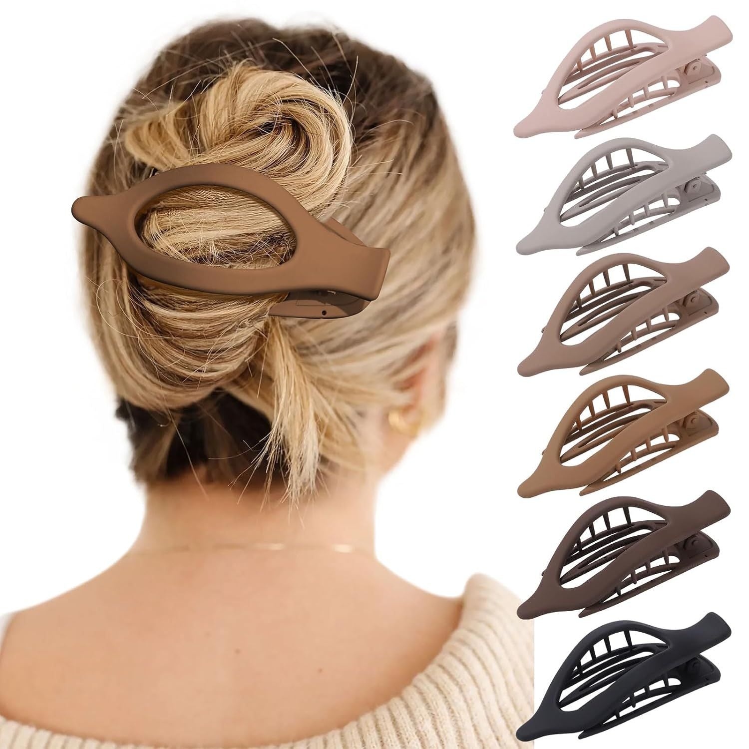 rench Concord Hair Clips - 6Pcs Side Slide Volume Clips or Women Girls, Strong Hold No Slip Grip, Thick or Thin Hair (Matte inish, L:4.6 IN, W:1.97IN)