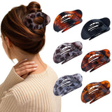 lat Hair Clips or Women 4.33" Lay lat Claw Clip or Hair 6Pcs Round Large Hair Claw Clips (Glossy - Leopard Series)