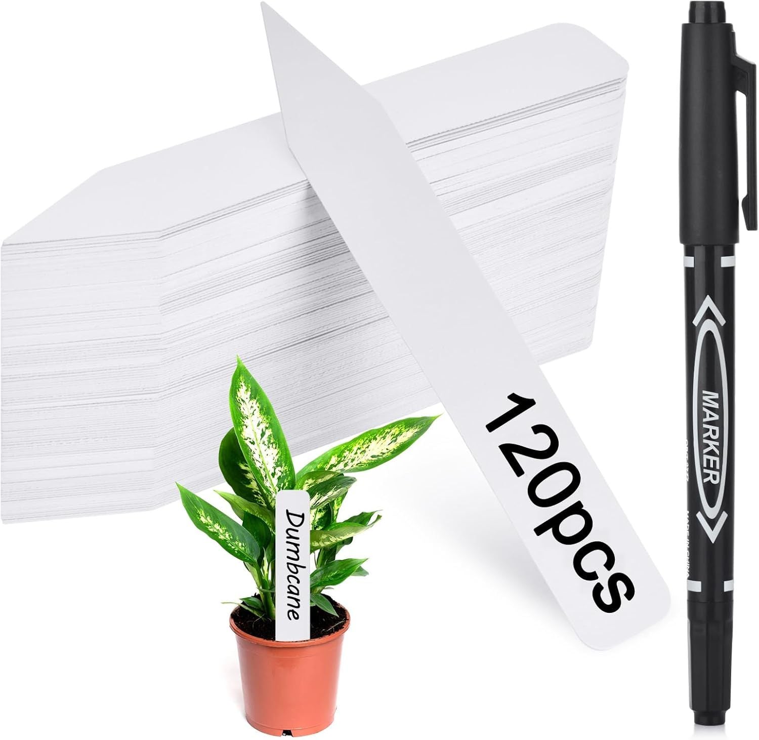 Plant Labels 120PCS,  Outdoor Waterproo Garden Markers, Plastic Nursery Seed Plant Tags with Bonus a Permanent Marking Pen, Gardening Gits or Women Men…