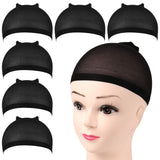 Wig Cap, 6PCS Black Stocking Caps or Wigs, Stretchy Stocking Nylon Caps or Women, Girls, Kids
