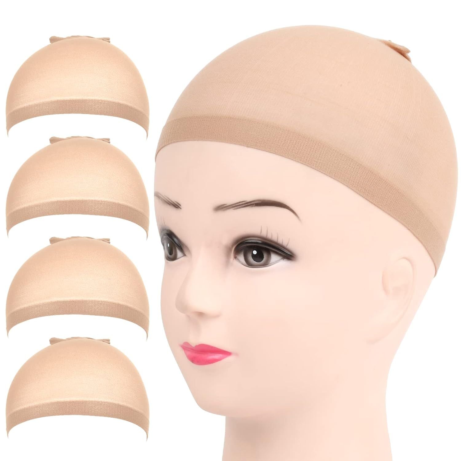 Wig Cap, 4PCS Nylon Wig Caps Nude or Women, Stocking Wig Caps or Halloween, Cosplay. Wig Cap or Women, Men, Kids, Stocking Caps or Wigs