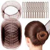 Hair Accessories Set: 20PCS Mesh Hair Nets Invisible and 40PCS U Shaped Hair Pins or Women, Girls, Ballet Bun Maker & Dance (Hair Nets- 20 inch(50cm), Hair Pins- 2.4 inch(6cm)), Brown
