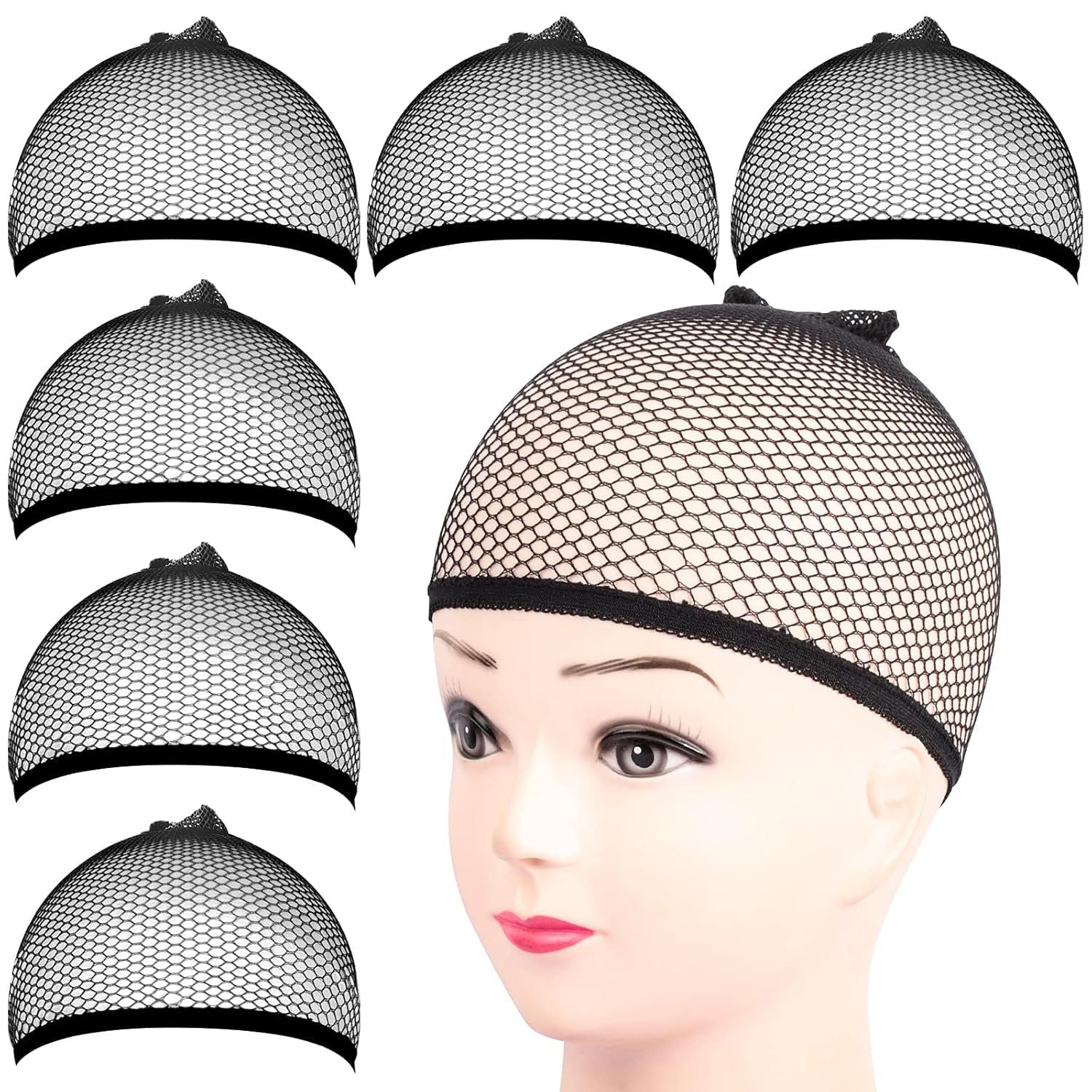 6PCS Wig Cap, 6PCS Black Mesh Wig Cap Net, Closed End Hair Mesh Net, Liner Weaving Caps or Women, Men, Kids, Wig Caps or Halloween, Cosplay