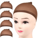 Wig Cap, 4 pieces Dark Brown Stocking Wig Caps Stretchy Nylon Wig Caps or Women