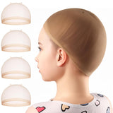 Wig Cap, 4PCS HD Wig Cap or Kids, HD Caps or Wigs Light Brown, Nylon Wig Caps or Kids, Stocking Caps or Wigs, Transparent Invisible Wig Cap or Halloween. Small Wig Cap or Kids, Baby.