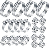 20Pcs Adjustable Stainless Steel Hose Clamps Assortment Kit, 1/4-2 in (6-51mm) Worm Gear Pipe, uel LineHeavy Duty or Plumbing, Washing Machine, Mechanical，Garden and Automotive Hose Connections
