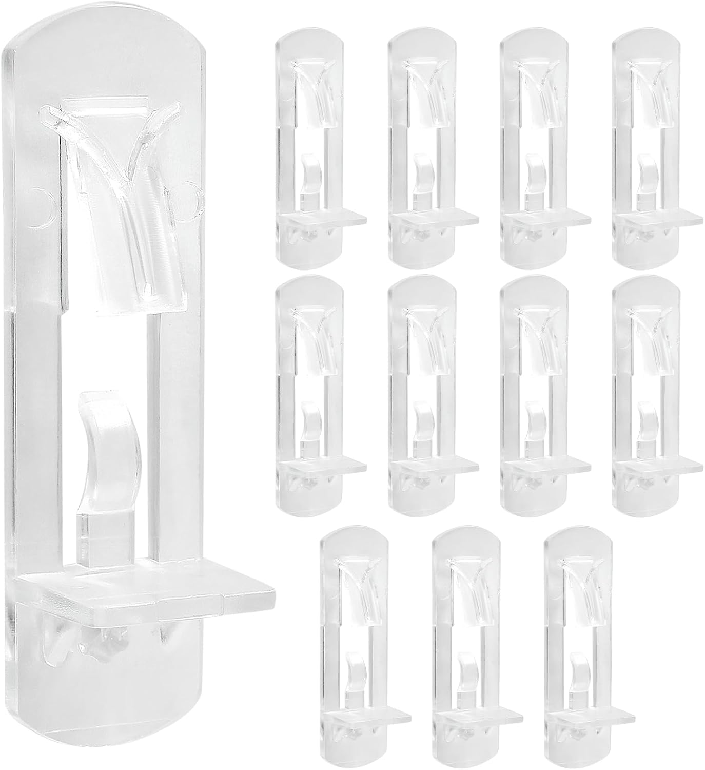 Biaungdo 12 Pcs Plastic Locking Shelf Support Pegs, 5mm Clear Cabinet Shelf Pins Self-Locking Cabinet Shelf Pegs Clips for Kitchen Furniture Bookcase Closet(Fit 5mm Diameter Hole & 3/4 Inch Shelf)