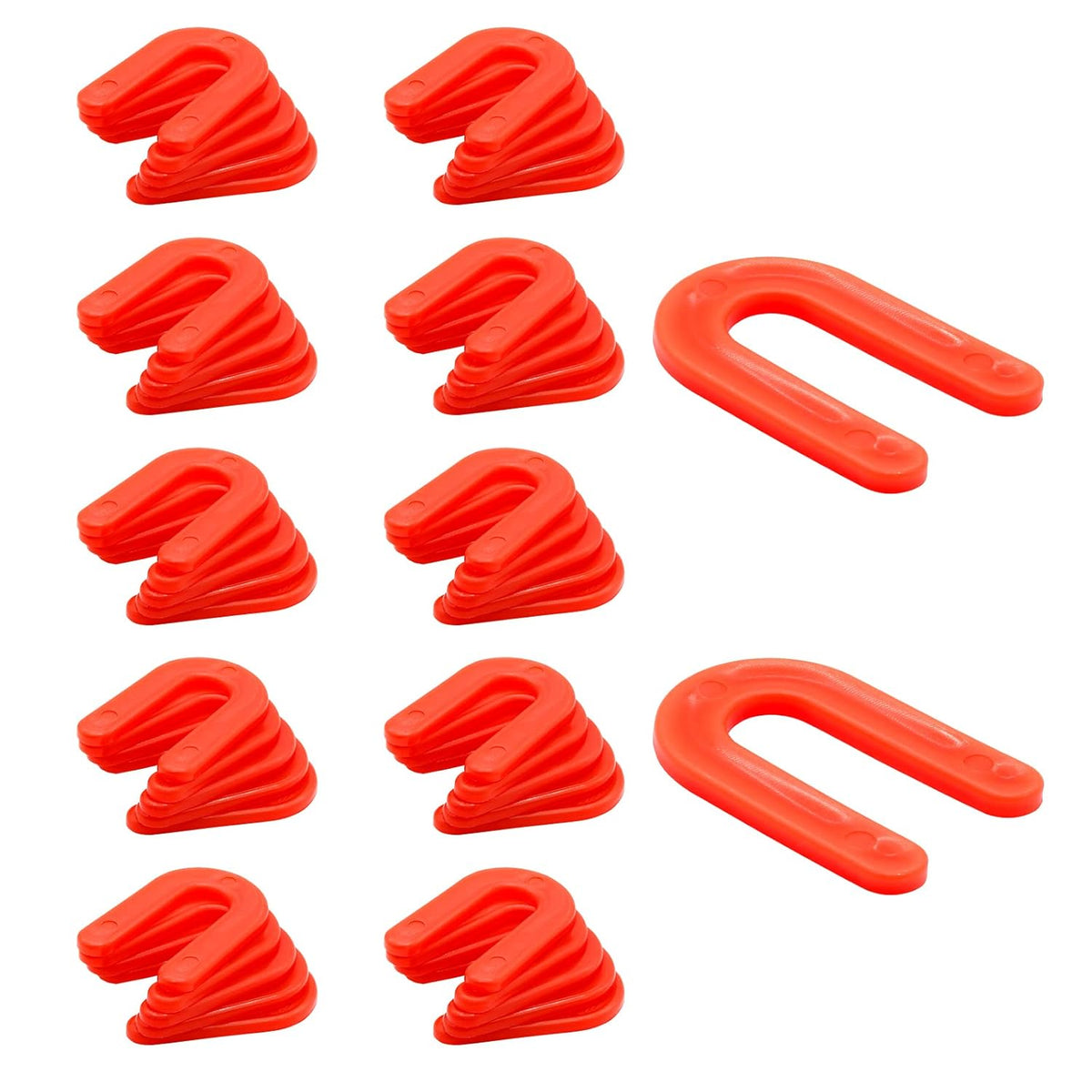 Biaungdo 50 Pcs Horseshoe Shim Tile Spacers, 1/8 Inch U Shape Tile Spacers Plastic Shims Structural Shims for Leveling, Red