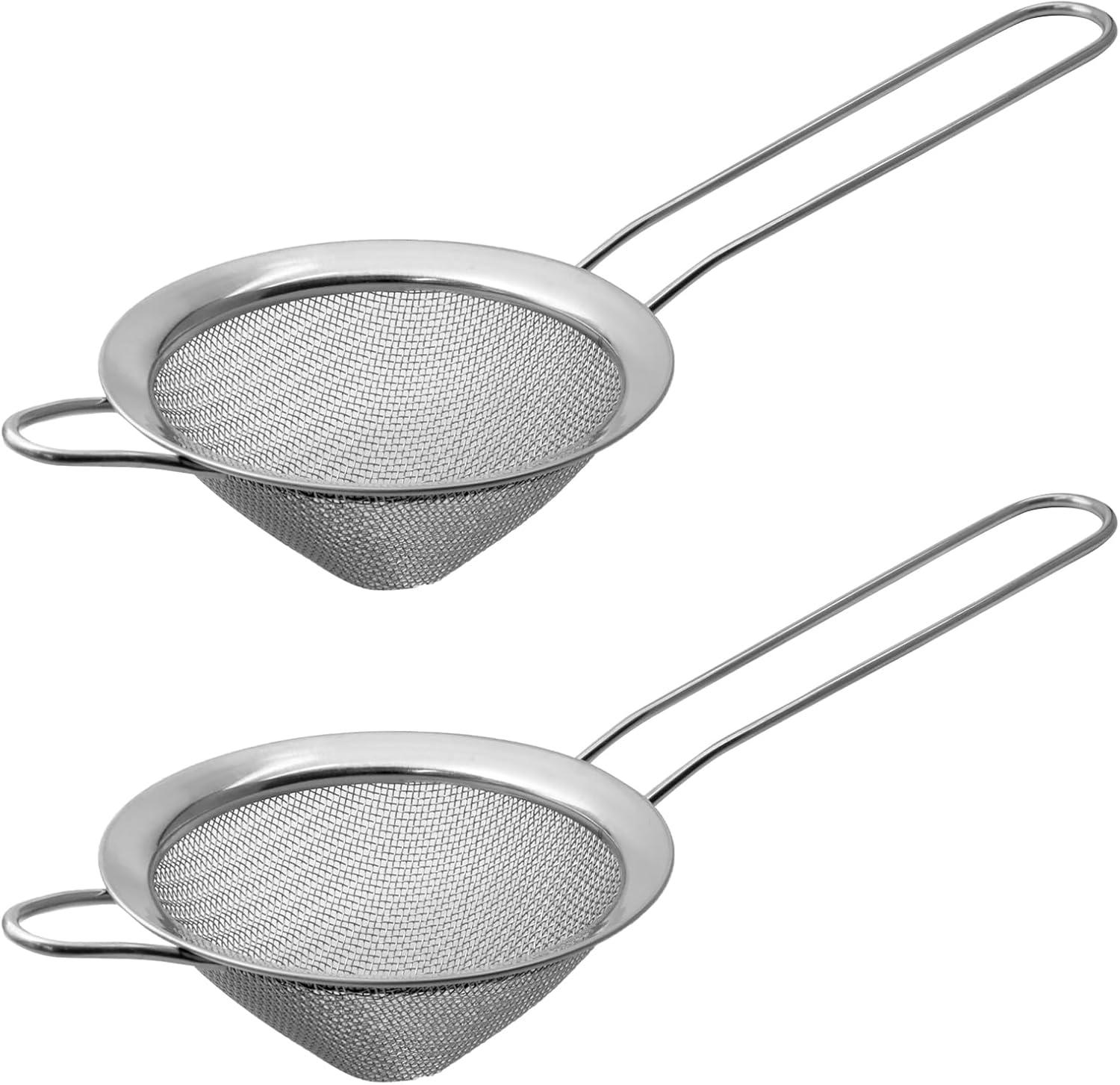 Biaungdo 2 Pcs 8.5 cm/3.3 Inch Fine Mesh Strainer, Stainless Steel Tea Strainer Conical Mesh Strainers Sieve for Cocktail, Coffee, Food, Noodles, Tea Filter(Small)