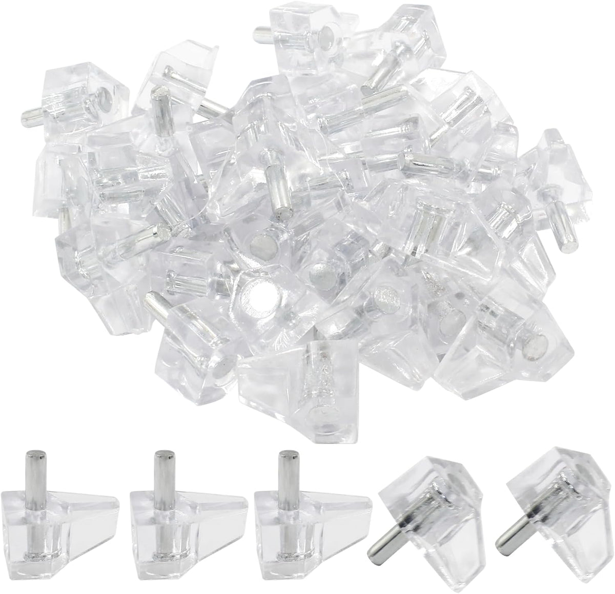 Biaungdo Clear Shelf Support Pegs, 30 Pcs 3mm Plastic Shelf Pins Small Cabinet Shelf Pegs Shelf Holder Pins Bracket Replacement Pegs Cabinet Shelf Clips for Kitchen Furniture Book Shelves Cupboard