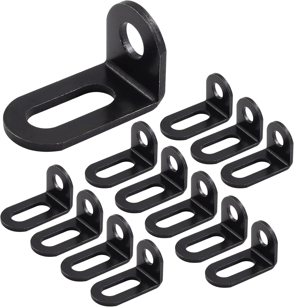 Biaungdo 18x18x33mm/0.7"x0.7"x1.3" Adjustable Right Angle Brackets L-Shape Corner Brace Support Black- (30 Pcs)