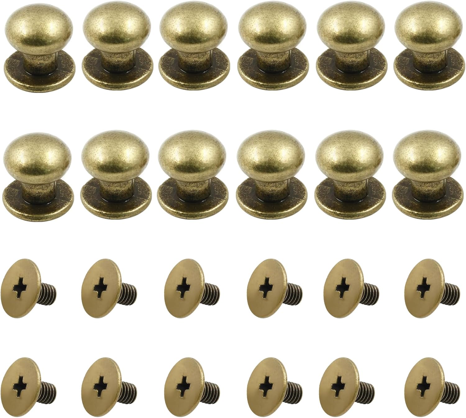 Biaungdo 12pcs 0.31" x 0.39" Mini Drawer Pulls, Round Cabinet Knobs Handles Pulls for Dresser Closet Chest Drawer Wooden Jewelry Box Cases, Antique Bronze