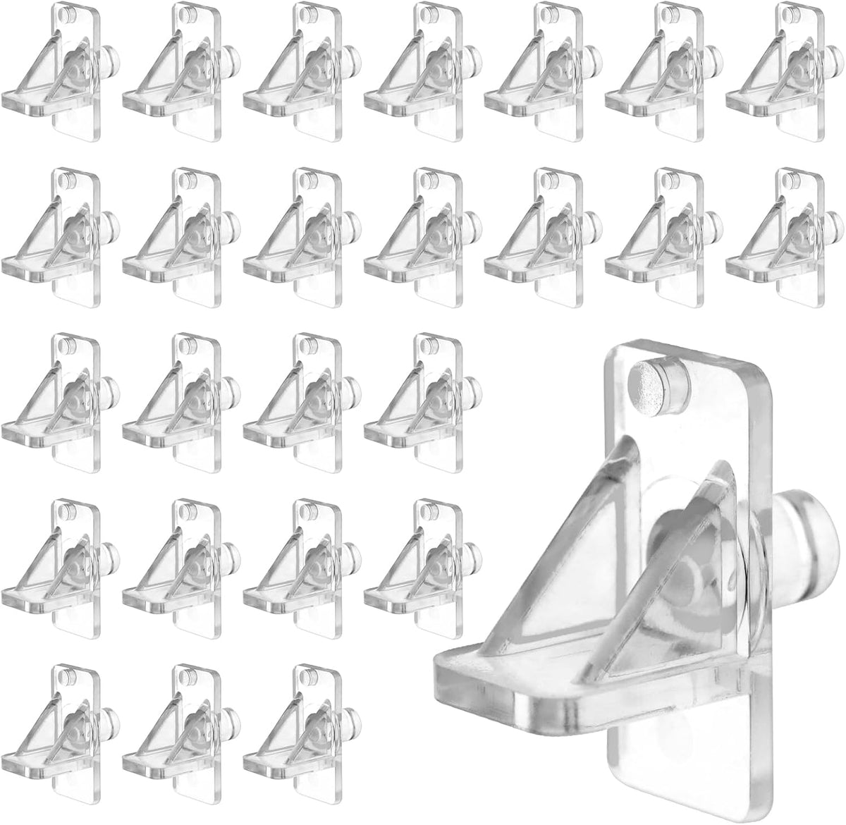 Biaungdo 25 Pcs Shelf Support Pegs, 1/4 Inch Clear Cabinet Shelf Pins Plastic Cabinet Shelf Pegs Clips for Kitchen Furniture Bookcase Closet Cabinets Furniture