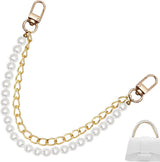 Biaungdo Pearl Purse Chain, Luxury Gold Handbag Straps Replacement, Pearl Bag Charm Chain Strap Short Purse Handles Clutches Handles for DIY Crafts Bags