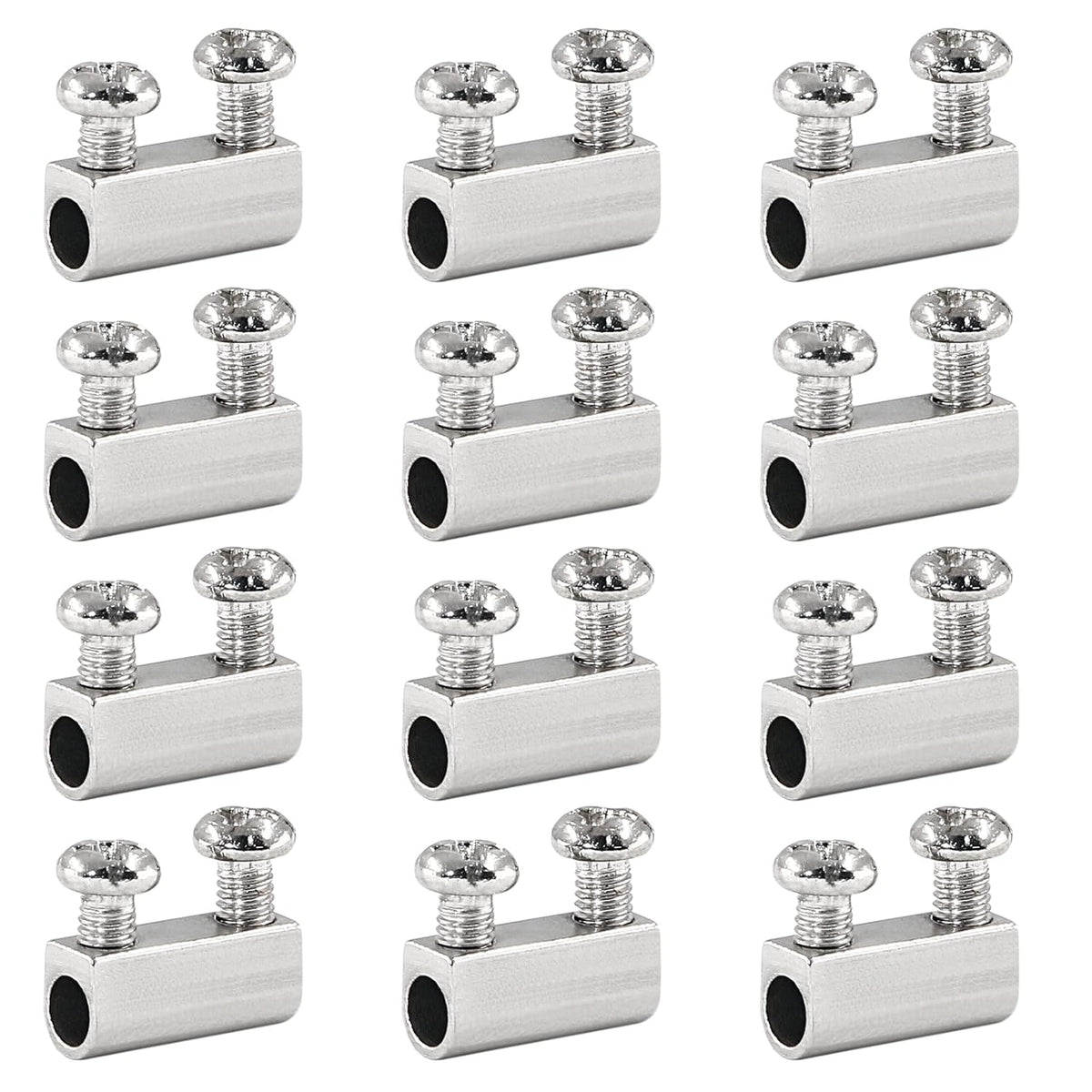 Biaungdo 12 Pcs Stainless Steel Wire Rope Cable Clamp, Adjustable New Upgrade Double Hole Wire Rope Clamp Fastener