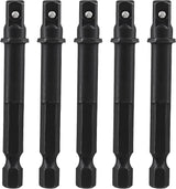 Biaungdo Square Socket Bit Adapter, 5 Pcs 1/4 Hex Impact Socket Extension Socket Driver Bits Set Impact Socket Adapter for Automotive DIY Drills(1/4 Hex Shank, Black)