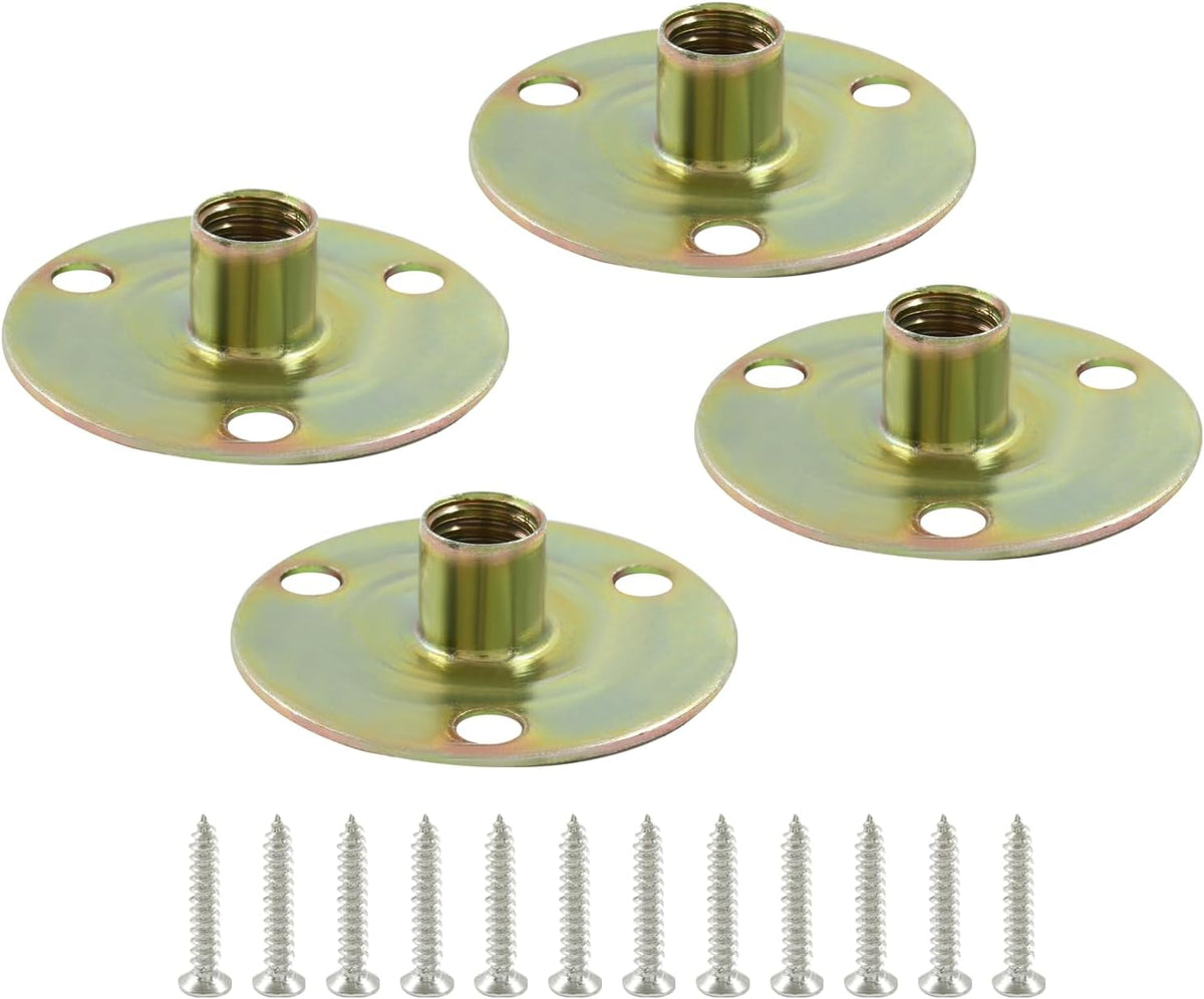 Biaungdo Furniture Leg Mounting Plates, 4 Sets 5/16 Attachment Plates with Hanger Bolts Screws for Furniture Sofa Cabinet Chair Couch Seats Strengthen Weak Furniture feet Repair Plates(5/16x37x2.5mm)