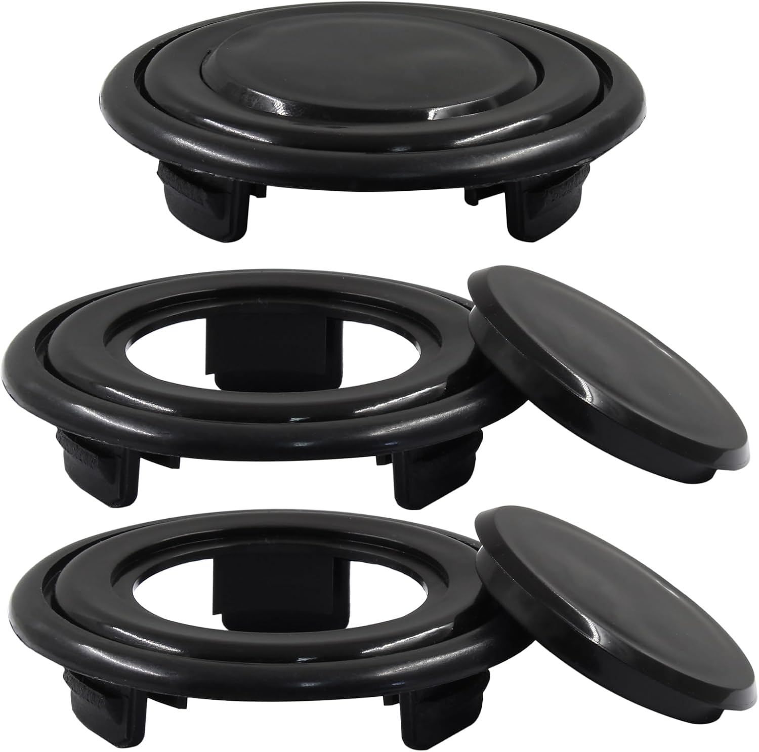 Biaungdo 2 Sets 3 Inch Outdoor Patio Table Umbrella Hole Ring and Cap Set, Standard Size Garden Beach Tablet Thicker Hole Ring Plug and Cap Set(Black, Compatible 32-48mm Umbrella Tube)
