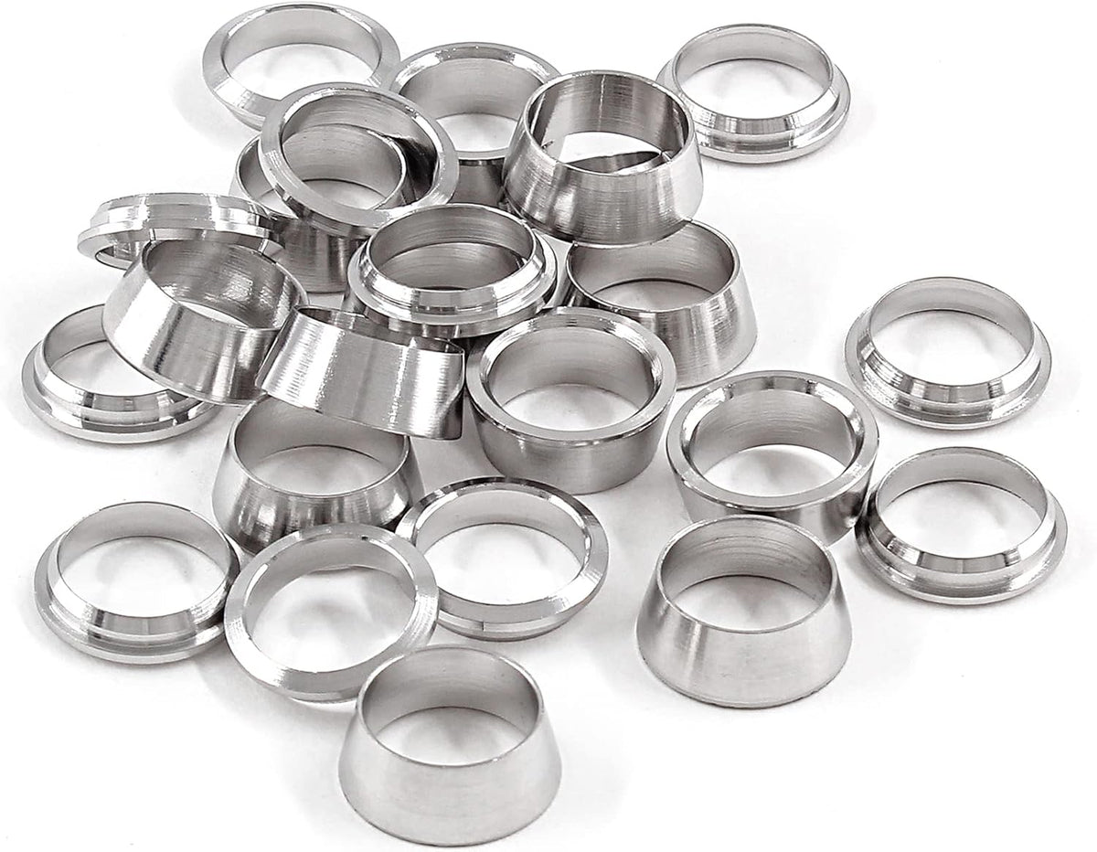 Biaungdo 12 Pairs Compression Fitting Ferrule Sleeve, 304 Stainless Steel 3/8" Tube OD Compression Double Ferrule Sleeve Ring