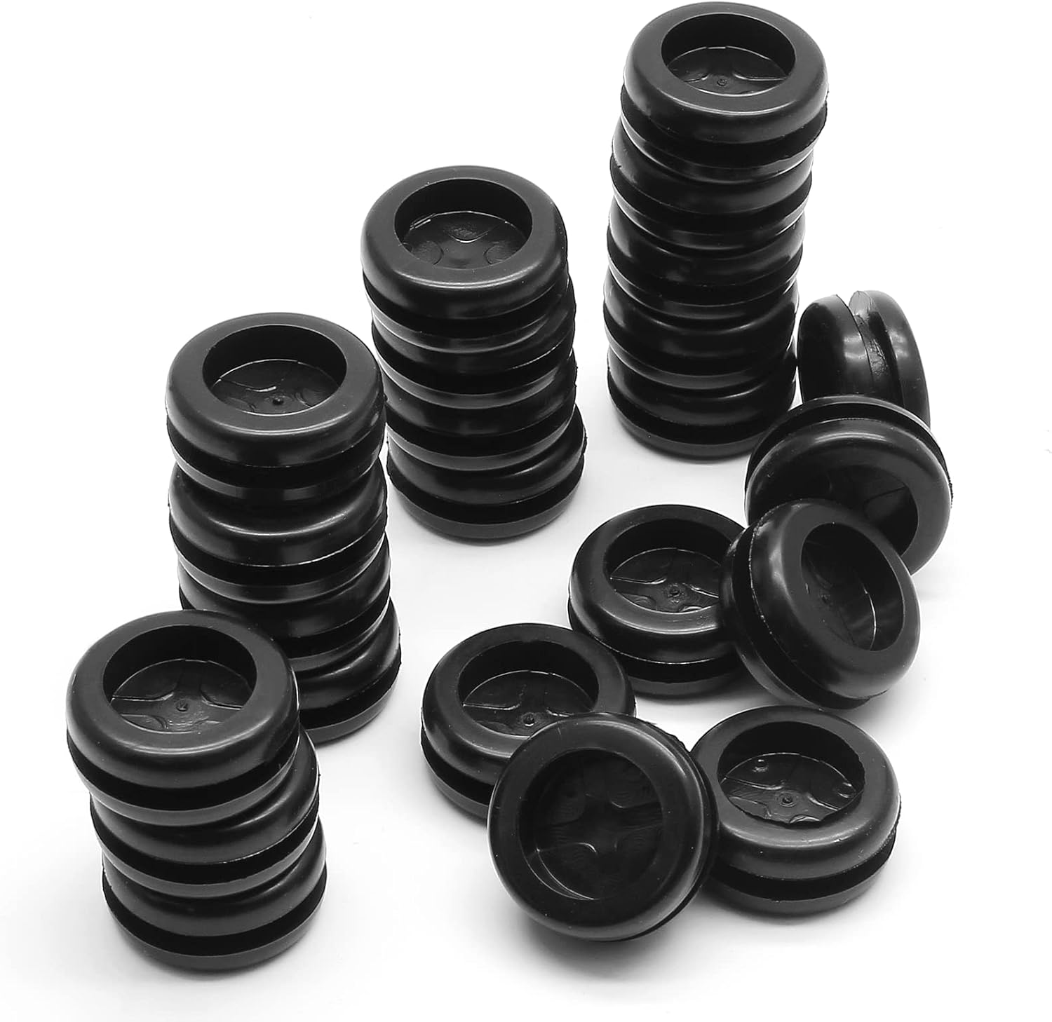 Biaungdo 60 Pcs Rubber Grommet, 5/8" Drill Hole Double-Sided Black Synthetic Rubber Grommet for Wire Protection, Firewall Plug Round Grommet (14mm x 16mm)