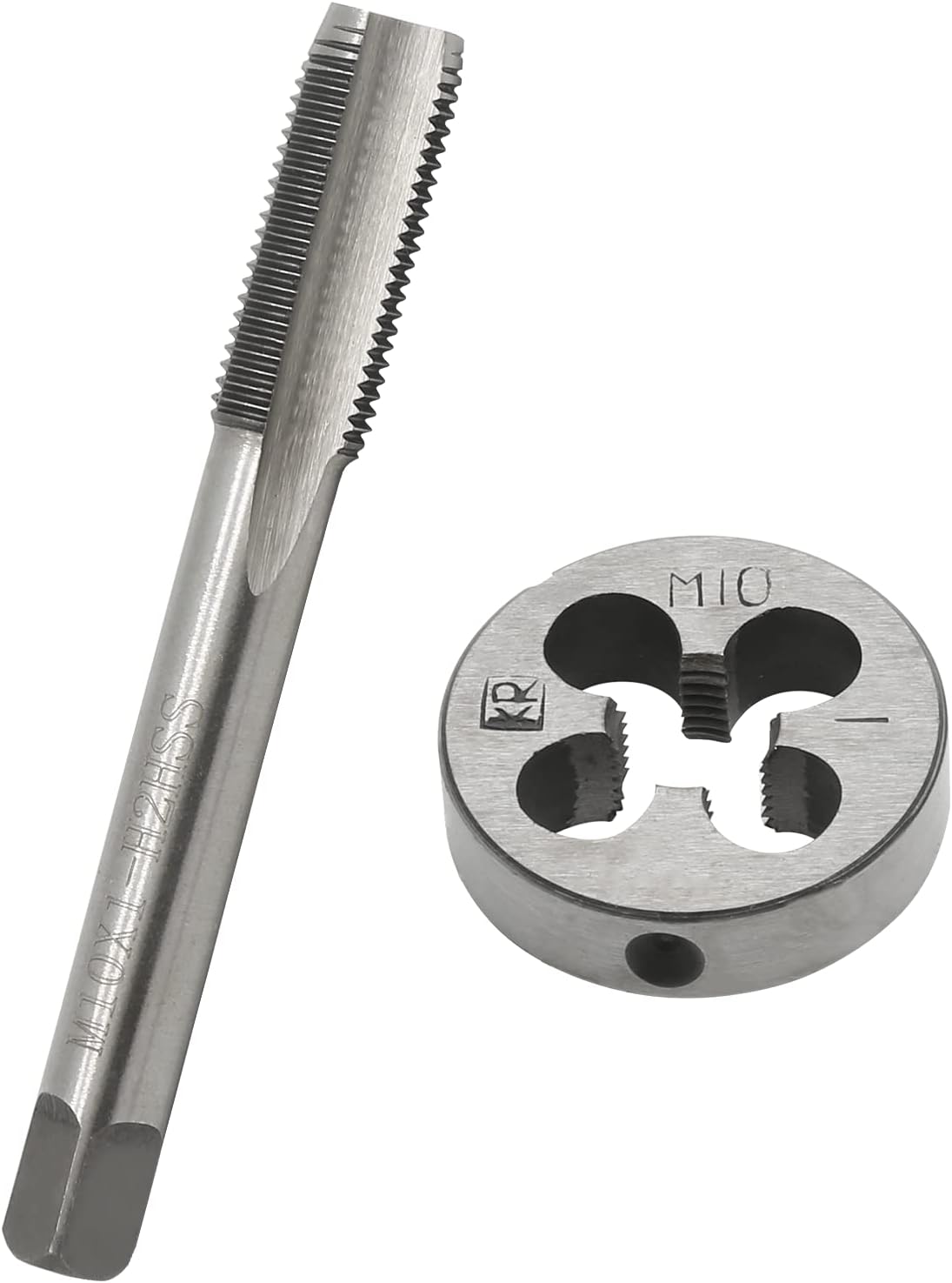 Biaungdo M10 x 1mm Tap and M10 x 1mm Die Metric Right Hand Thread, HSS Right Hand Thread Tap and Die Set