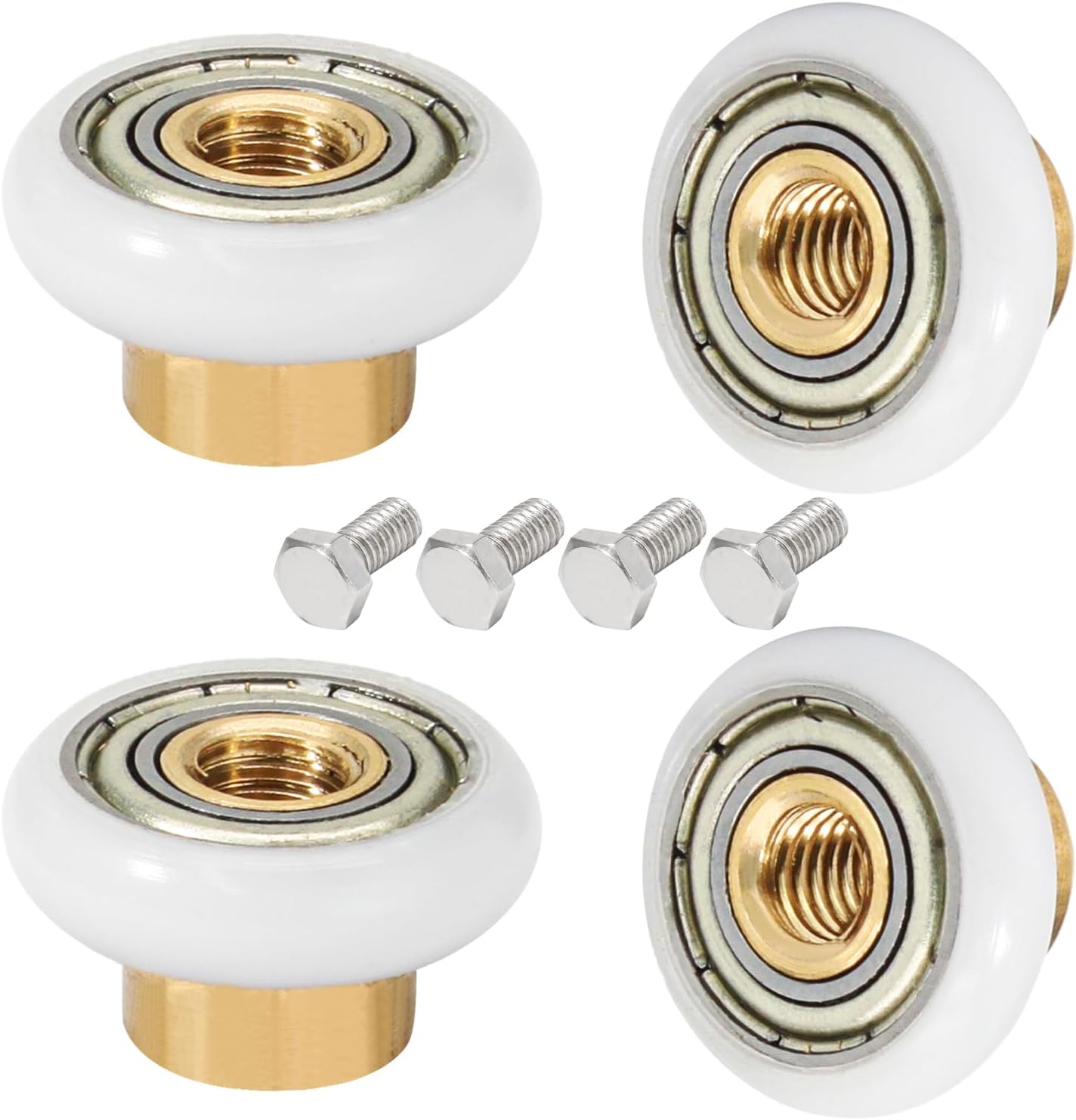 Biaungdo 4 Sets Shower Door Rollers, 19 mm Shower Door Rollers Runners Wheels Replacement Part, Bathroom Glass Door Roller Wheel Sliding Shower Door Runner