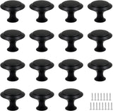 Biaungdo 15 Pack 1Inch Flat Black Kitchen Cabinet Knobs Drawer Dresser Handles Knobs, Round Drawer Handles