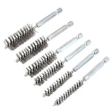 Biaungdo 6 Pcs Stainless Steel Bore Brush, Twisted Wire Drill Brush Metal Bristles Wire Brush Bore Cleaning Brush with Hex Shank Handle for Power Drill Plumbing Tools(8/10/12/15/17/19mm)