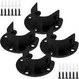 Biaungdo 1-1/4 Inch Stainless Steel Closet Rod End Supports, 4 Pcs Black Heavy Duty Wardrobe Rod Brackets Closet Pole Sockets Flange Rod Holder, U-Shaped